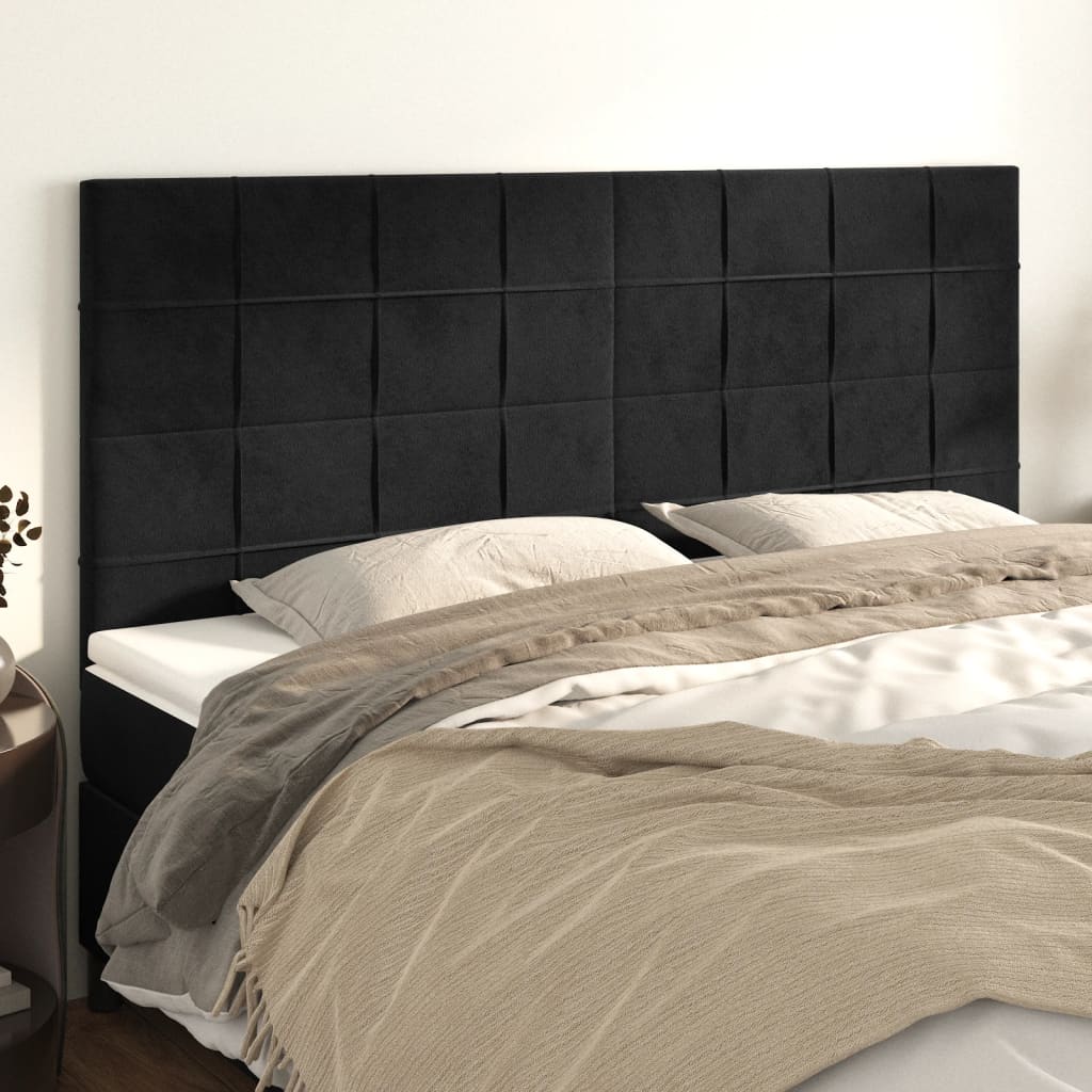 vidaXL Tăblii de pat, 4 buc, negru, 80x5x78/88 cm, catifea vidaXL Tăblii de pat, 4 buc, negru, 80x5x78/88 cm, catifea