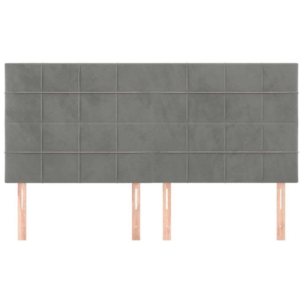 vidaXL Tăblii de pat, 4 buc, gri deschis, 90x5x78/88 cm, catifea vidaXL Tăblii de pat, 4 buc, gri deschis, 90x5x78/88 cm, catifea