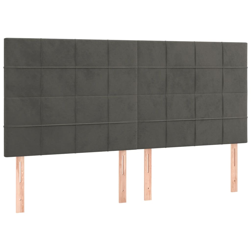 vidaXL Tăblii de pat, 4 buc, gri închis, 100x5x78/88 cm, catifea vidaXL Tăblii de pat, 4 buc, gri închis, 100x5x78/88 cm, catifea