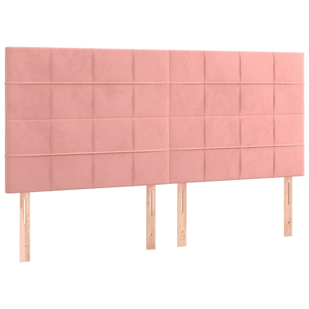 vidaXL Tăblii de pat, 4 buc, roz, 100x5x78/88 cm, catifea vidaXL Tăblii de pat, 4 buc, roz, 100x5x78/88 cm, catifea
