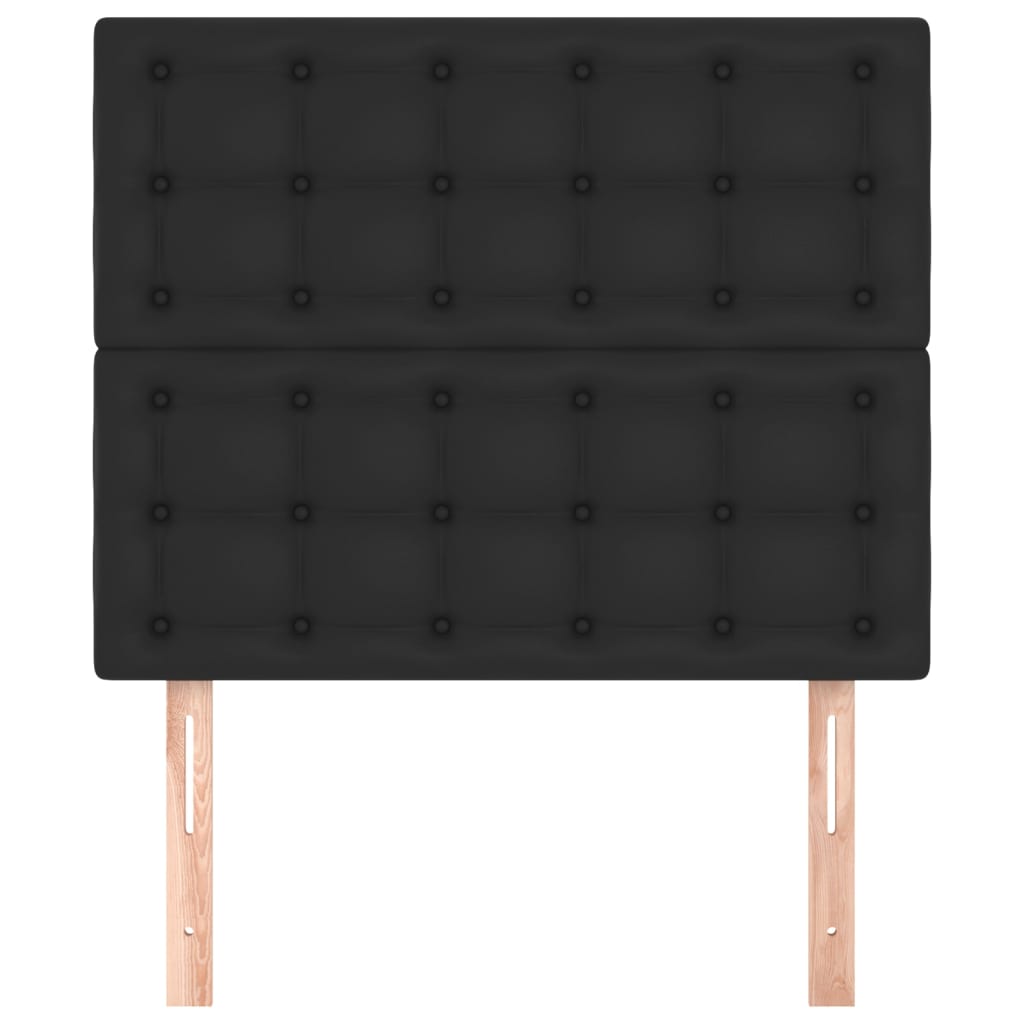 vidaXL Tăblii de pat, 2 buc, negru, 90x5x78/88 cm, piele ecologică