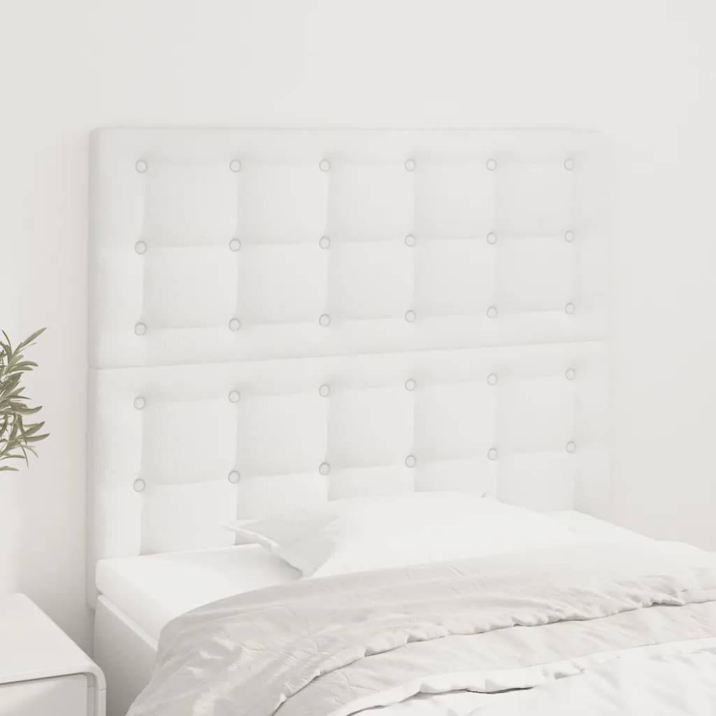 vidaXL Tăblii de pat, 2 buc, alb, 90x5x78/88 cm, piele ecologică vidaXL Tăblii de pat, 2 buc, alb, 90x5x78/88 cm, piele ecologică