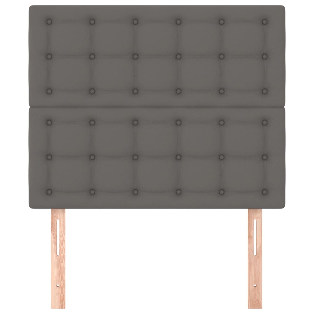 vidaXL Tăblii de pat, 2 buc, gri, 90x5x78/88 cm, piele ecologică vidaXL Tăblii de pat, 2 buc, gri, 90x5x78/88 cm, piele ecologică