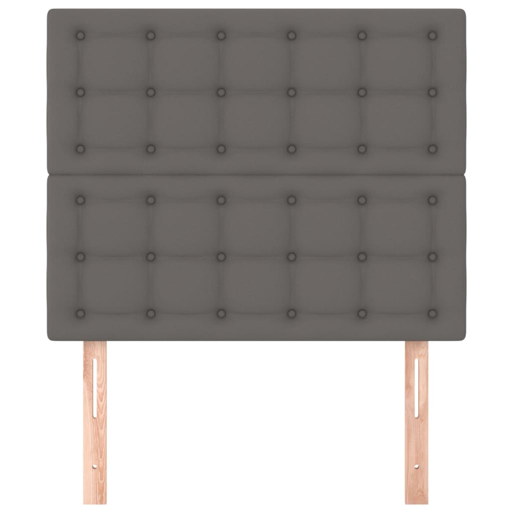 vidaXL Tăblii de pat, 2 buc, gri, 100x5x78/88 cm, piele ecologică vidaXL Tăblii de pat, 2 buc, gri, 100x5x78/88 cm, piele ecologică