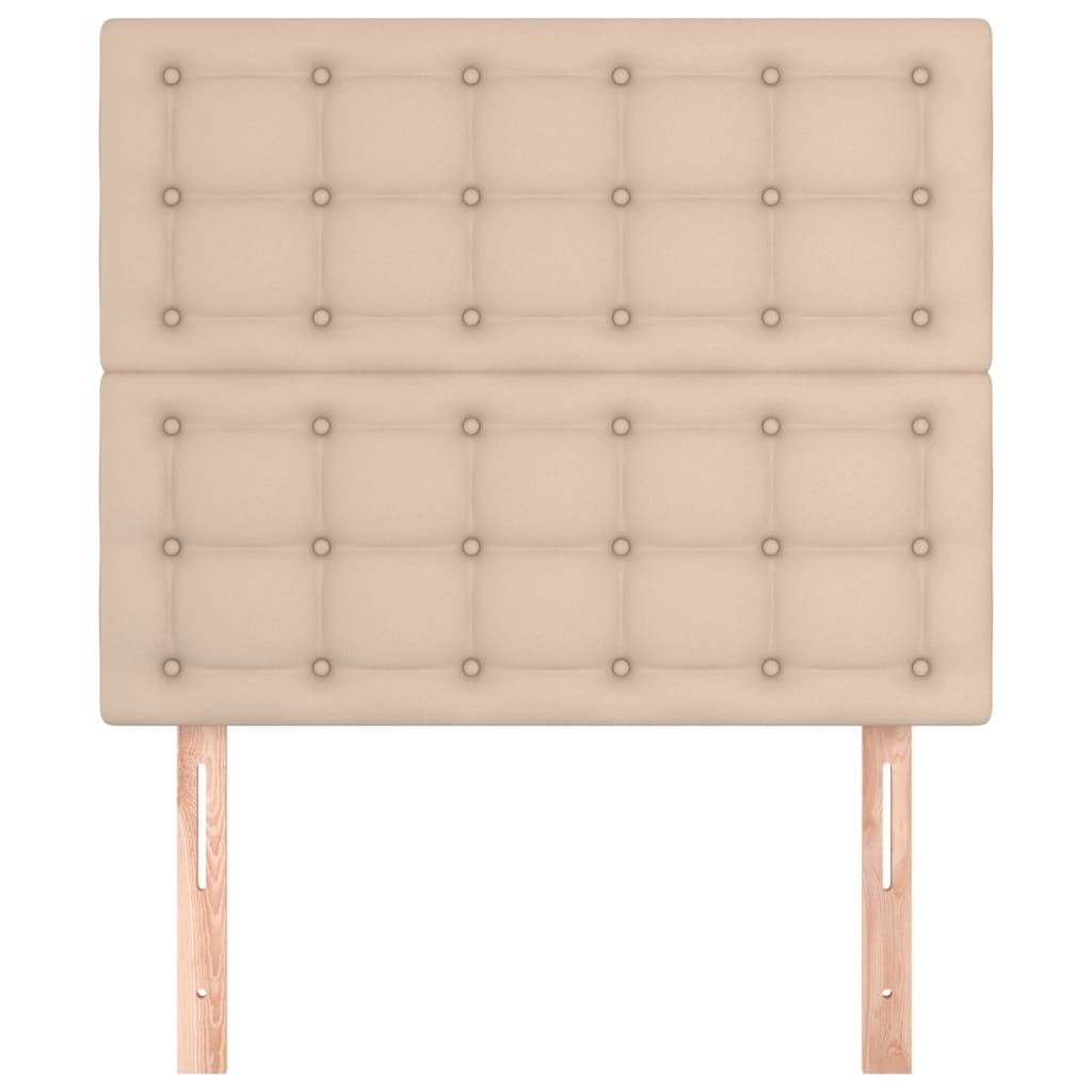 vidaXL Tăblii de pat 2 buc, cappuccino 100x5x78/88 cm piele ecologică