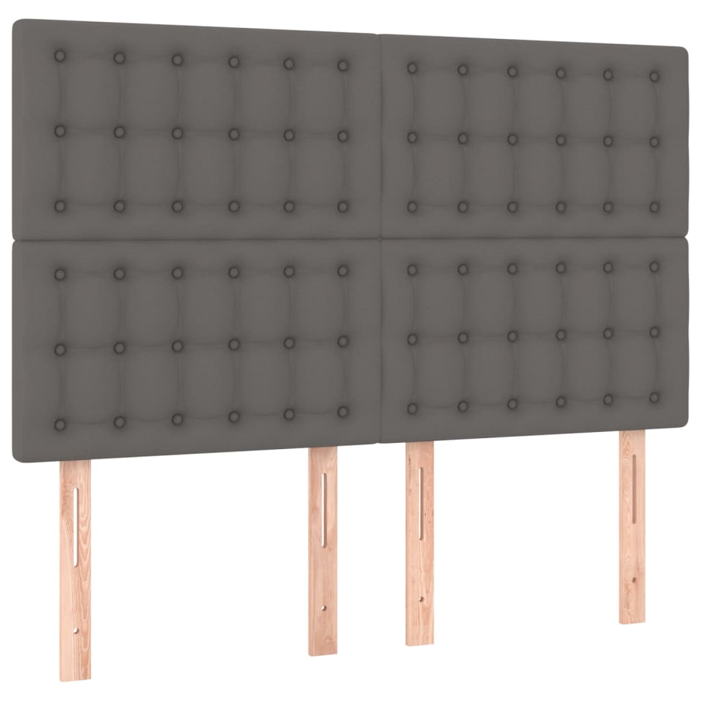vidaXL Tăblii de pat, 4 buc, gri, 72x5x78/88 cm, piele ecologică
