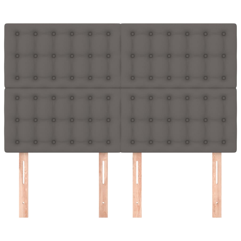 vidaXL Tăblii de pat, 4 buc, gri, 72x5x78/88 cm, piele ecologică