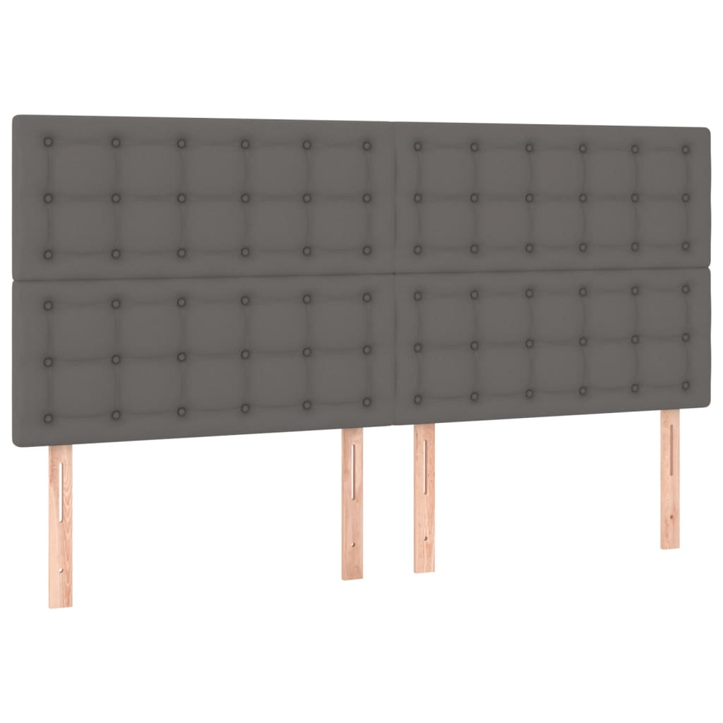 vidaXL Tăblii de pat, 4 buc, gri, 80x5x78/88 cm, piele ecologică