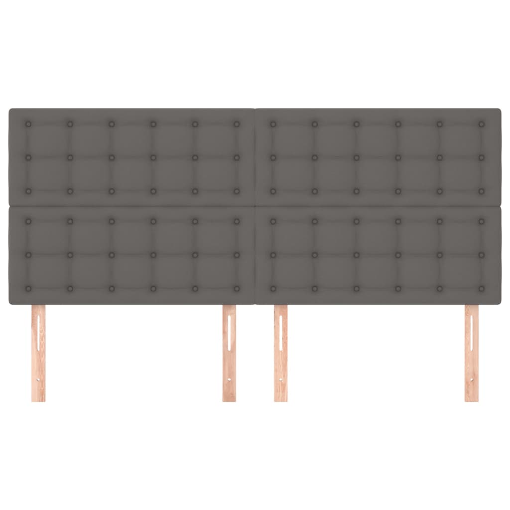 vidaXL Tăblii de pat, 4 buc, gri, 80x5x78/88 cm, piele ecologică