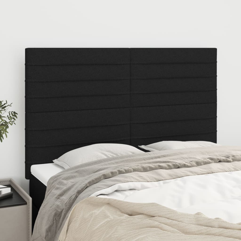 vidaXL Tăblii de pat, 4 buc, negru, 72x5x78/88 cm, textil vidaXL Tăblii de pat, 4 buc, negru, 72x5x78/88 cm, textil