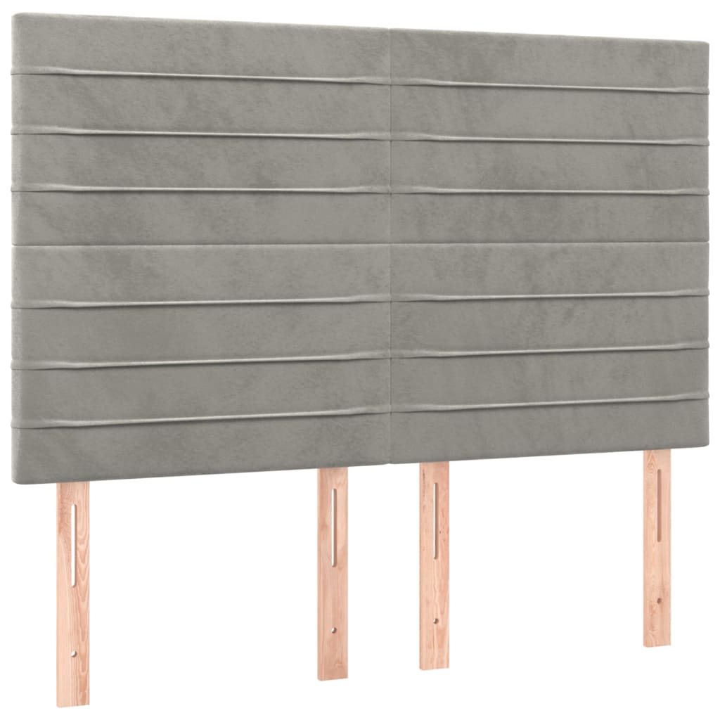 vidaXL Tăblii de pat, 4 buc, gri deschis, 72x5x78/88 cm, catifea vidaXL Tăblii de pat, 4 buc, gri deschis, 72x5x78/88 cm, catifea