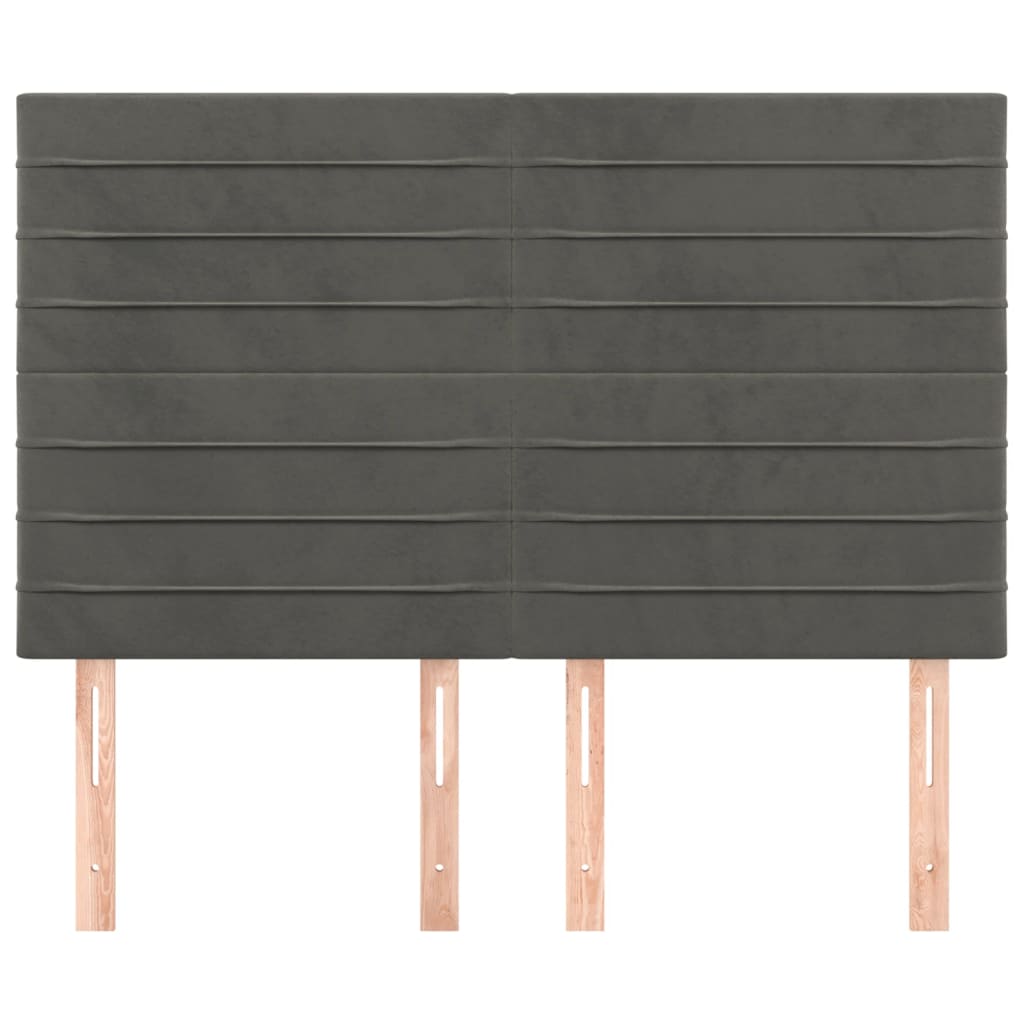 vidaXL Tăblii de pat, 4 buc, gri închis, 72x5x78/88 cm, catifea vidaXL Tăblii de pat, 4 buc, gri închis, 72x5x78/88 cm, catifea