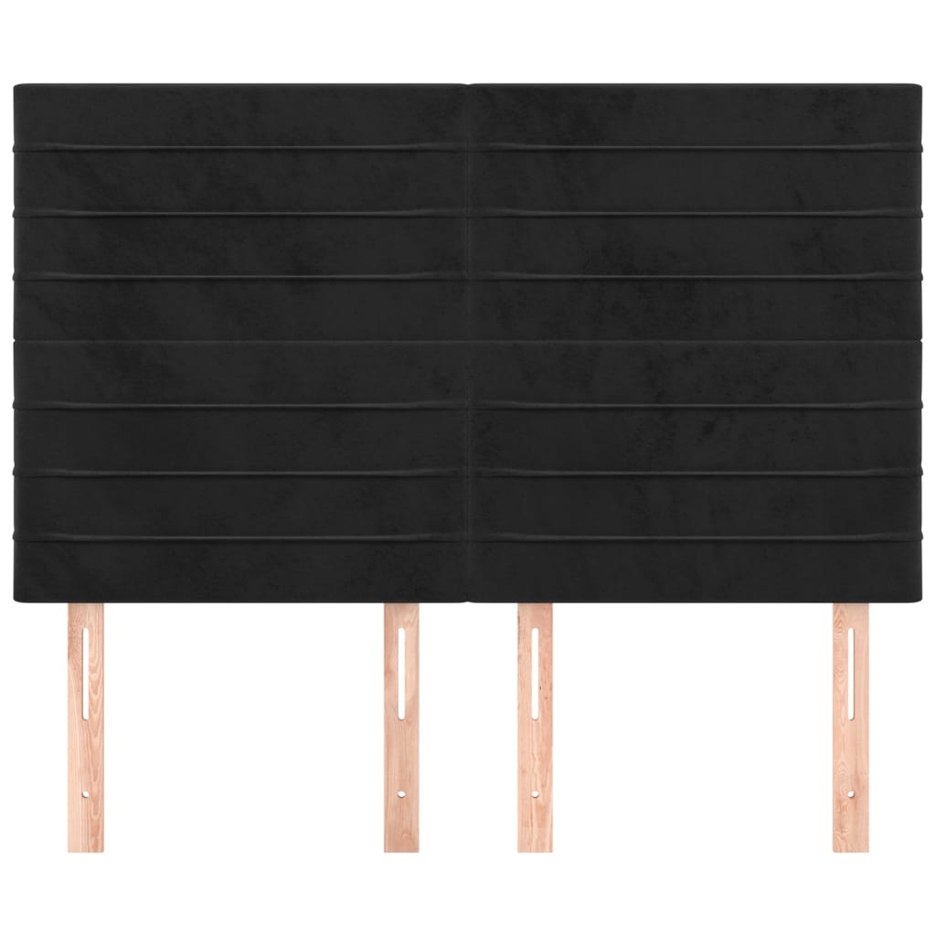 vidaXL Tăblii de pat, 4 buc, negru, 72x5x78/88 cm, catifea vidaXL Tăblii de pat, 4 buc, negru, 72x5x78/88 cm, catifea