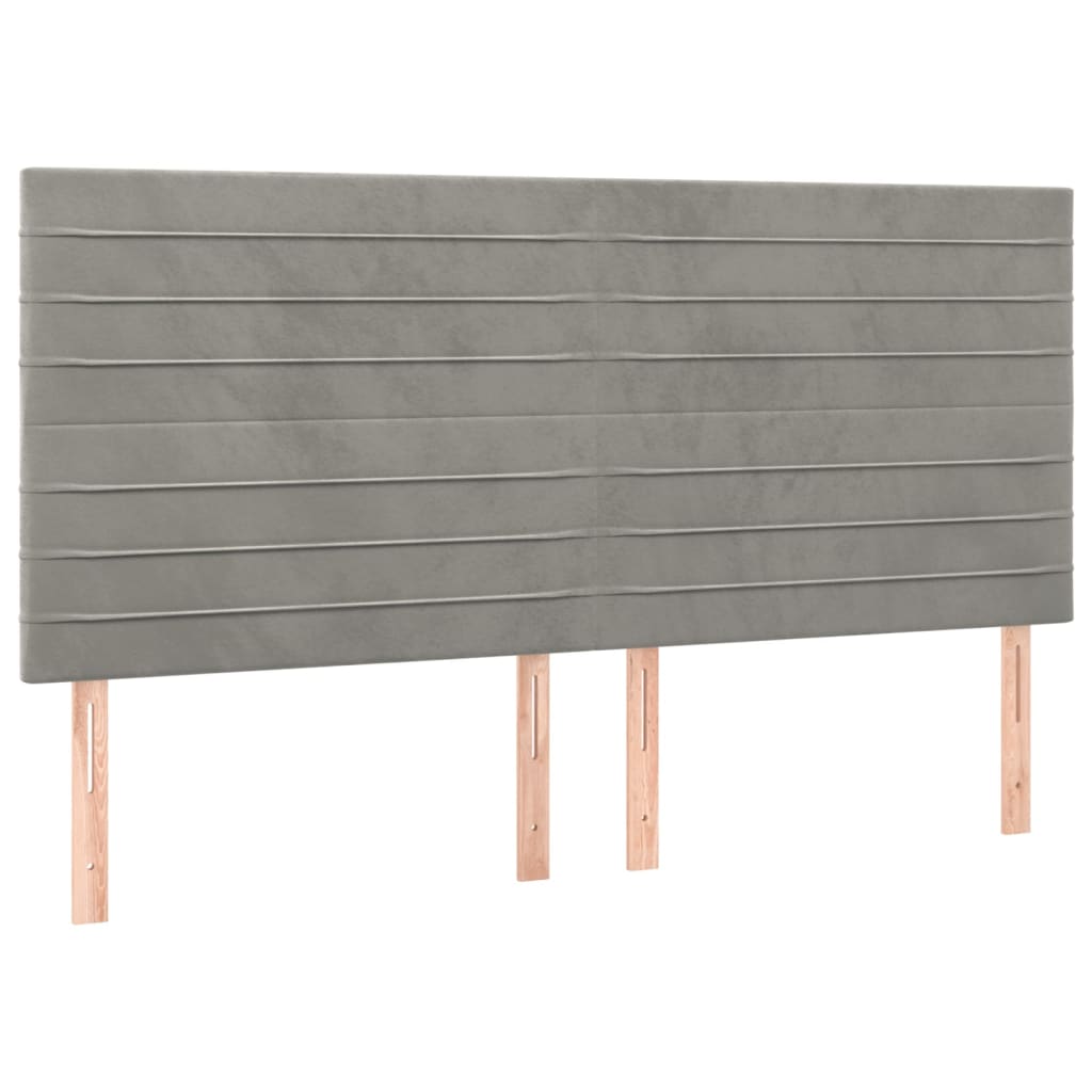 vidaXL Tăblii de pat, 4 buc, gri deschis, 100x5x78/88 cm, catifea vidaXL Tăblii de pat, 4 buc, gri deschis, 100x5x78/88 cm, catifea