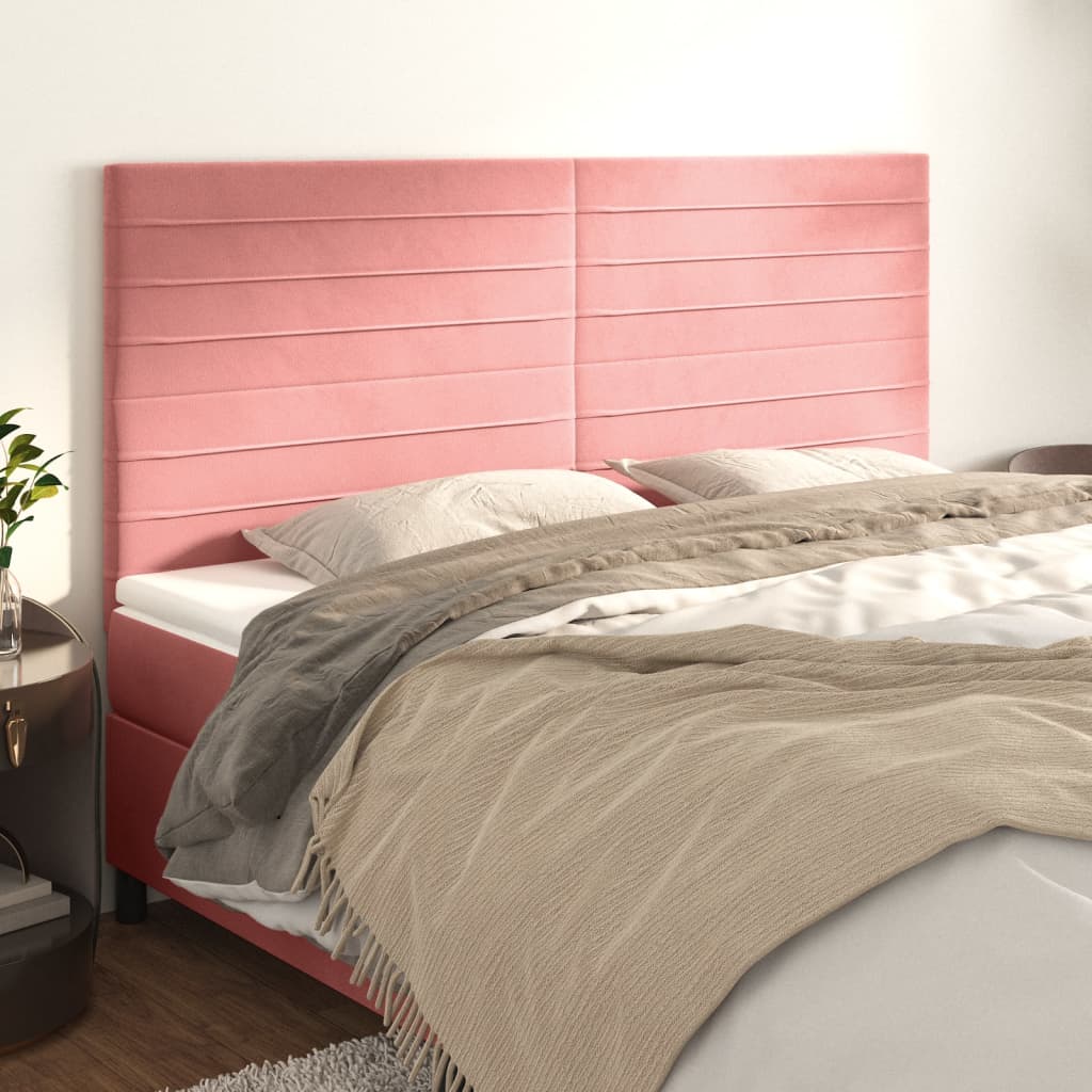 vidaXL Tăblii de pat, 4 buc, roz, 100x5x78/88 cm, catifea vidaXL Tăblii de pat, 4 buc, roz, 100x5x78/88 cm, catifea