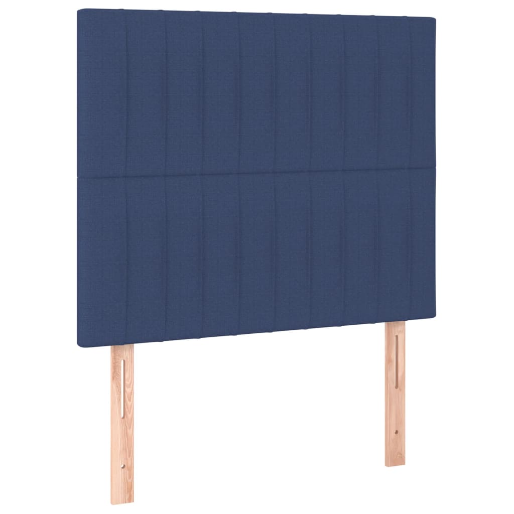 vidaXL Tăblii de pat, 2 buc, albastru, 90x5x78/88 cm, textil