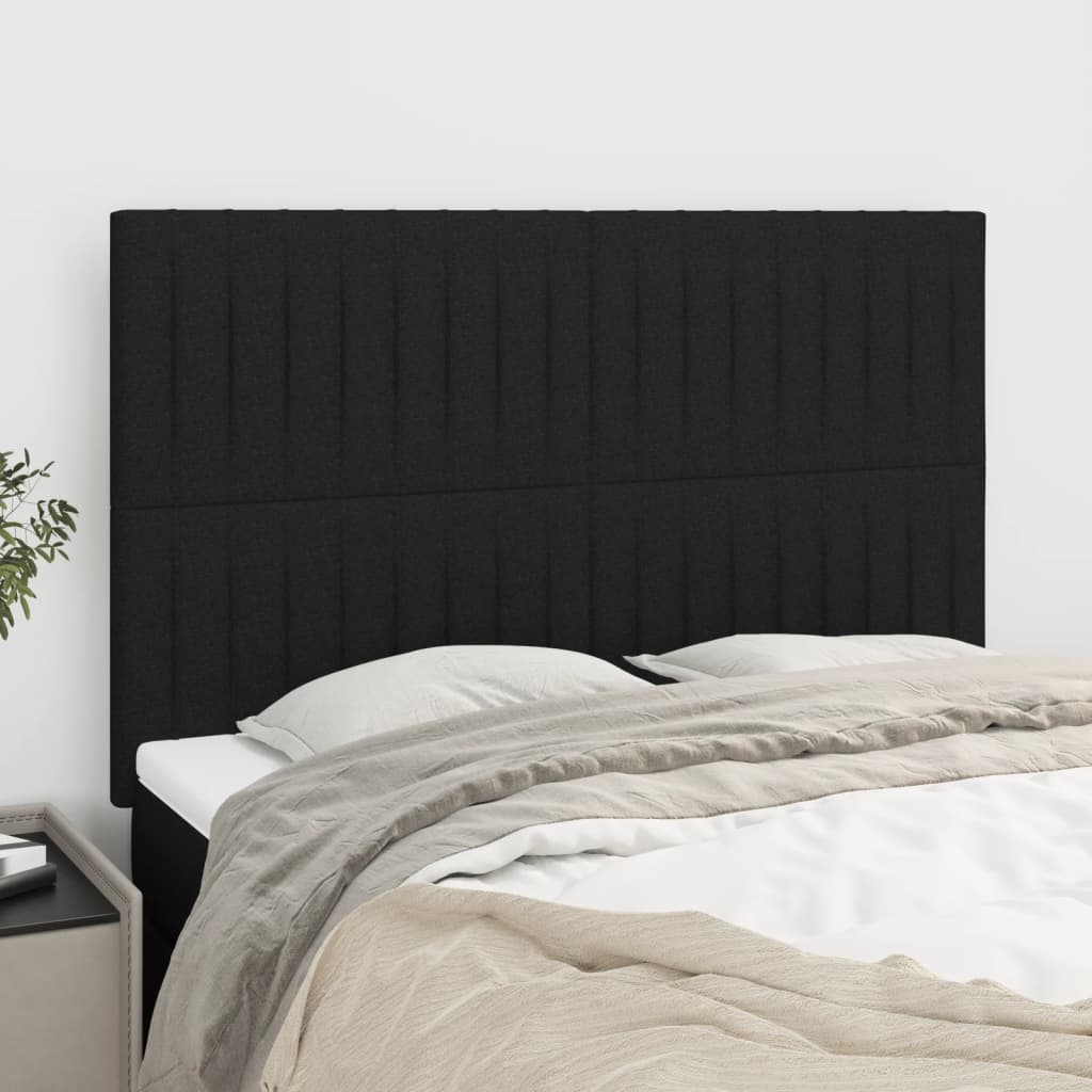 vidaXL Tăblii de pat, 4 buc, negru, 72x5x78/88 cm, textil vidaXL Tăblii de pat, 4 buc, negru, 72x5x78/88 cm, textil