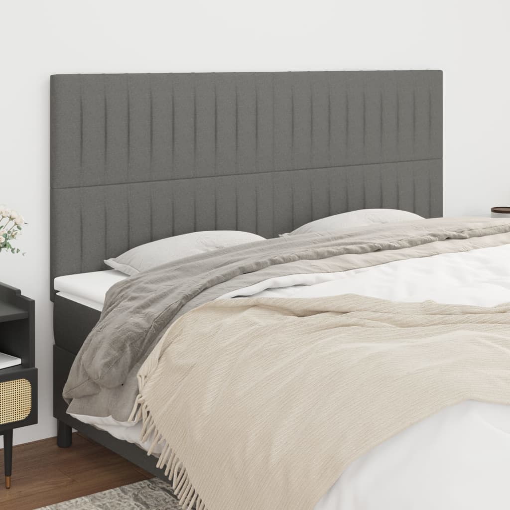 vidaXL Tăblii de pat, 4 buc, gri închis, 90x5x78/88 cm, textil vidaXL Tăblii de pat, 4 buc, gri închis, 90x5x78/88 cm, textil