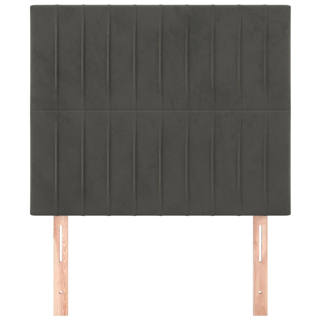 vidaXL Tăblii de pat, 2 buc, gri închis, 80x5x78/88 cm, catifea vidaXL Tăblii de pat, 2 buc, gri închis, 80x5x78/88 cm, catifea