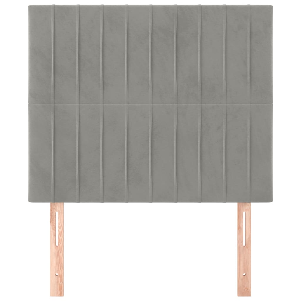 vidaXL Tăblii de pat, 2 buc, gri deschis, 90x5x78/88 cm, catifea vidaXL Tăblii de pat, 2 buc, gri deschis, 90x5x78/88 cm, catifea