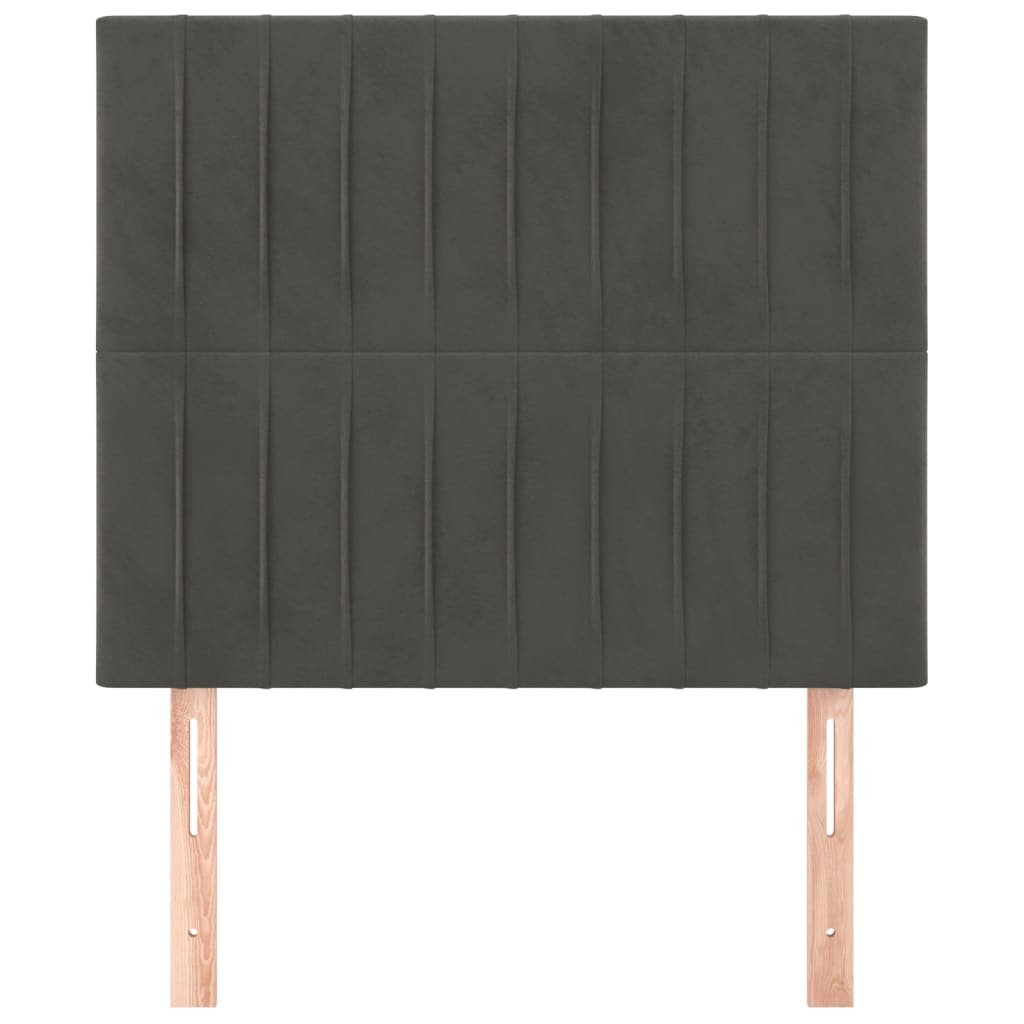 vidaXL Tăblii de pat, 2 buc, gri închis, 90x5x78/88 cm, catifea vidaXL Tăblii de pat, 2 buc, gri închis, 90x5x78/88 cm, catifea