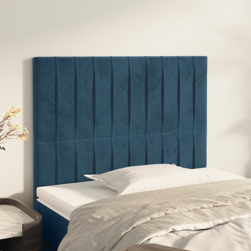 vidaXL Tăblii de pat, 2 buc, albastru închis, 90x5x78/88 cm, catifea vidaXL Tăblii de pat, 2 buc, albastru închis, 90x5x78/88 cm, catifea