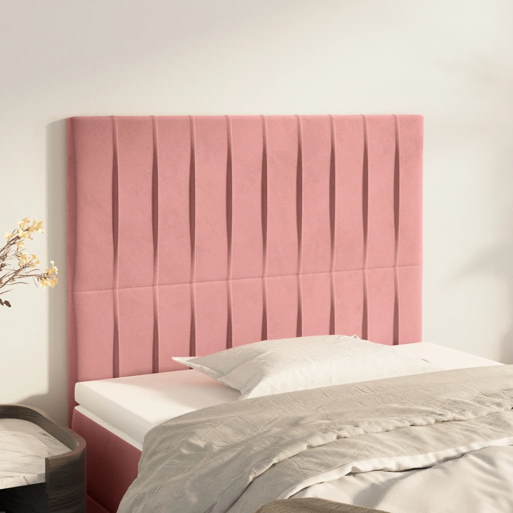 vidaXL Tăblii de pat, 2 buc, roz, 100x5x78/88 cm, catifea vidaXL Tăblii de pat, 2 buc, roz, 100x5x78/88 cm, catifea