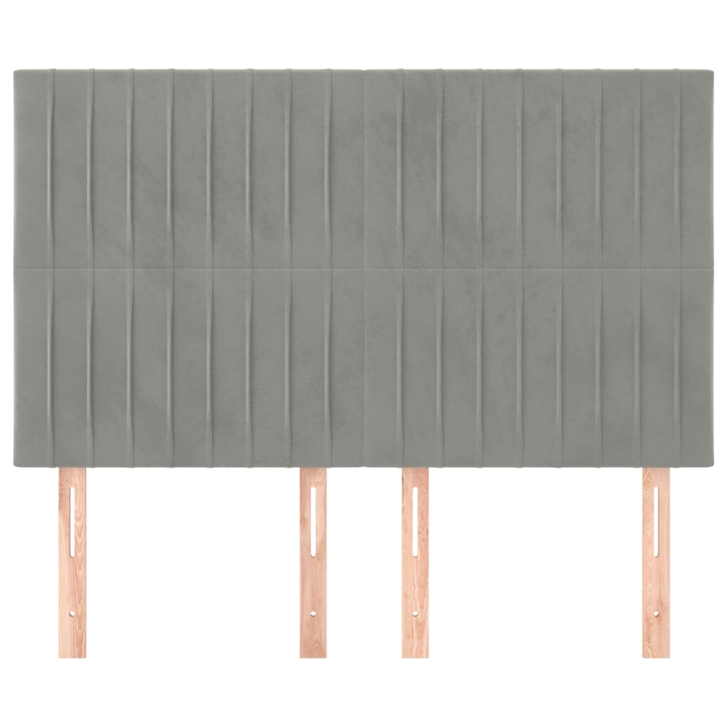 vidaXL Tăblii de pat, 4 buc, gri deschis, 72x5x78/88 cm, catifea vidaXL Tăblii de pat, 4 buc, gri deschis, 72x5x78/88 cm, catifea