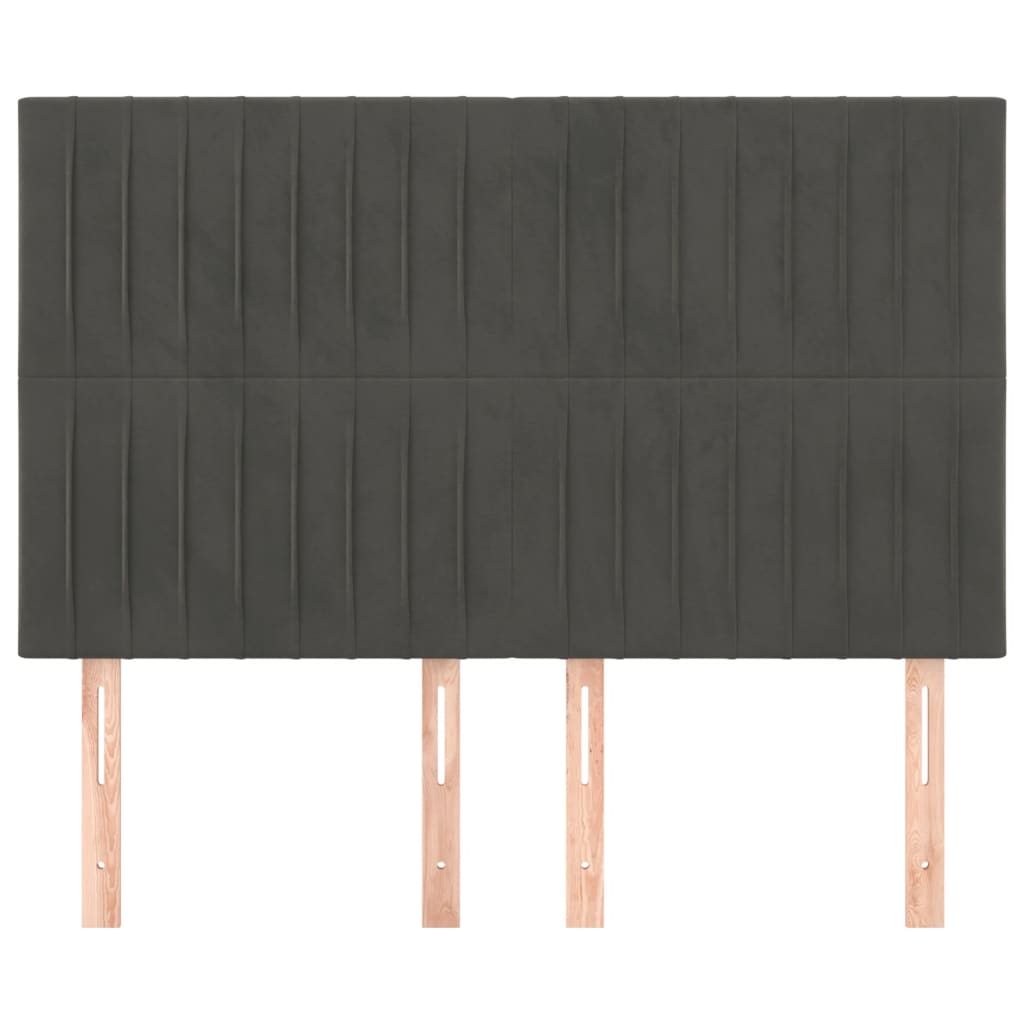 vidaXL Tăblii de pat, 4 buc, gri închis, 72x5x78/88 cm, catifea vidaXL Tăblii de pat, 4 buc, gri închis, 72x5x78/88 cm, catifea