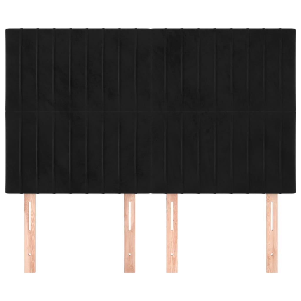 vidaXL Tăblii de pat, 4 buc, negru, 72x5x78/88 cm, catifea vidaXL Tăblii de pat, 4 buc, negru, 72x5x78/88 cm, catifea
