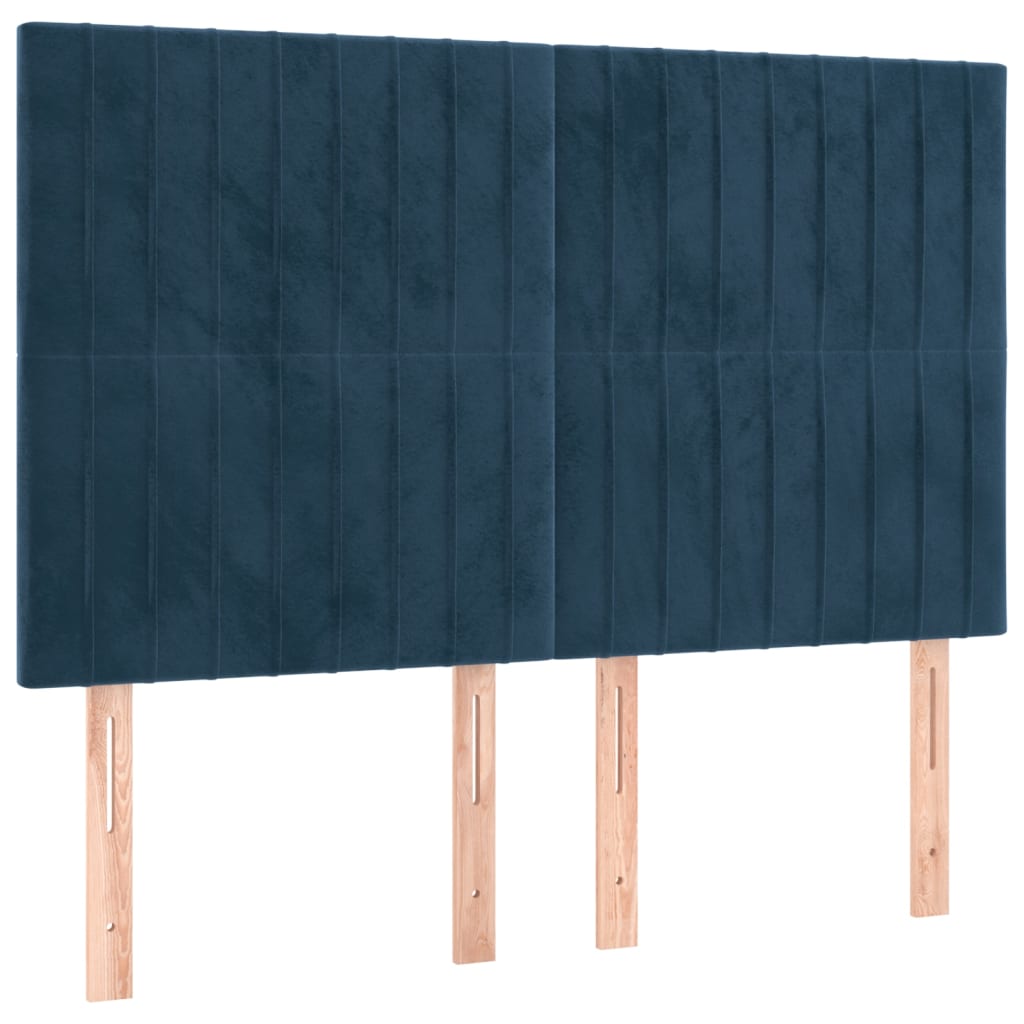 vidaXL Tăblii de pat, 4 buc, albastru închis, 72x5x78/88 cm, catifea vidaXL Tăblii de pat, 4 buc, albastru închis, 72x5x78/88 cm, catifea