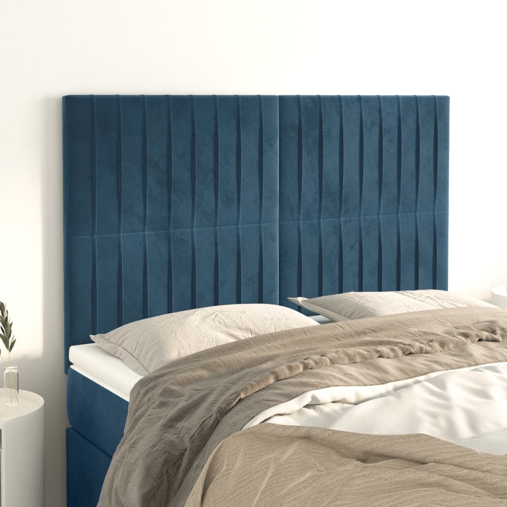 vidaXL Tăblii de pat, 4 buc, albastru închis, 72x5x78/88 cm, catifea vidaXL Tăblii de pat, 4 buc, albastru închis, 72x5x78/88 cm, catifea
