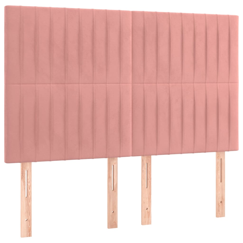 vidaXL Tăblii de pat, 4 buc, roz, 72x5x78/88 cm, catifea vidaXL Tăblii de pat, 4 buc, roz, 72x5x78/88 cm, catifea