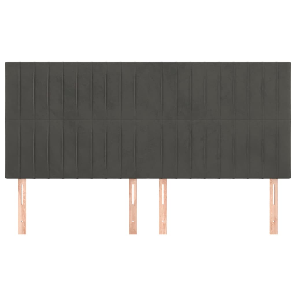 vidaXL Tăblii de pat, 4 buc, gri închis, 80x5x78/88 cm, catifea vidaXL Tăblii de pat, 4 buc, gri închis, 80x5x78/88 cm, catifea