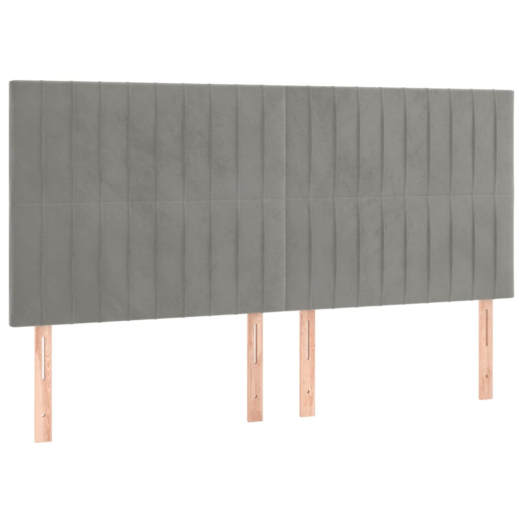vidaXL Tăblii de pat, 4 buc, gri deschis, 90x5x78/88 cm, catifea vidaXL Tăblii de pat, 4 buc, gri deschis, 90x5x78/88 cm, catifea