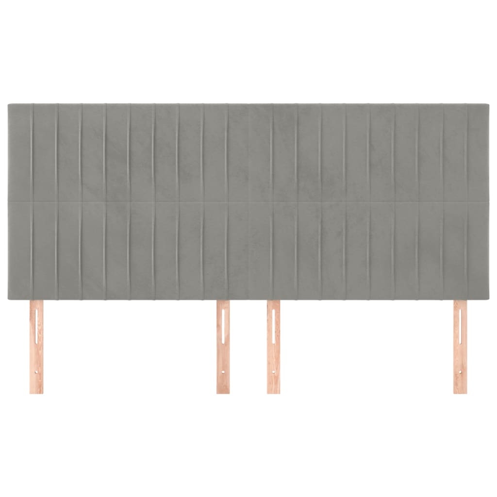 vidaXL Tăblii de pat, 4 buc, gri deschis, 90x5x78/88 cm, catifea vidaXL Tăblii de pat, 4 buc, gri deschis, 90x5x78/88 cm, catifea