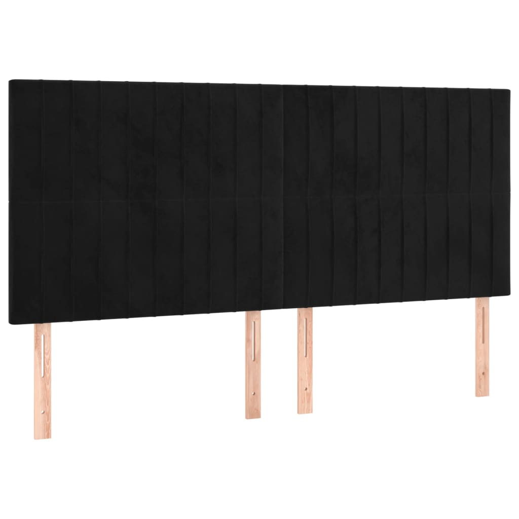 vidaXL Tăblii de pat, 4 buc, negru, 90x5x78/88 cm, catifea