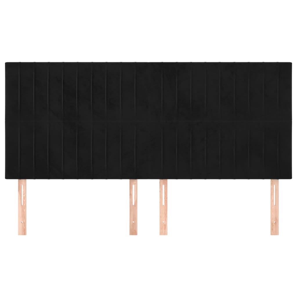 vidaXL Tăblii de pat, 4 buc, negru, 90x5x78/88 cm, catifea