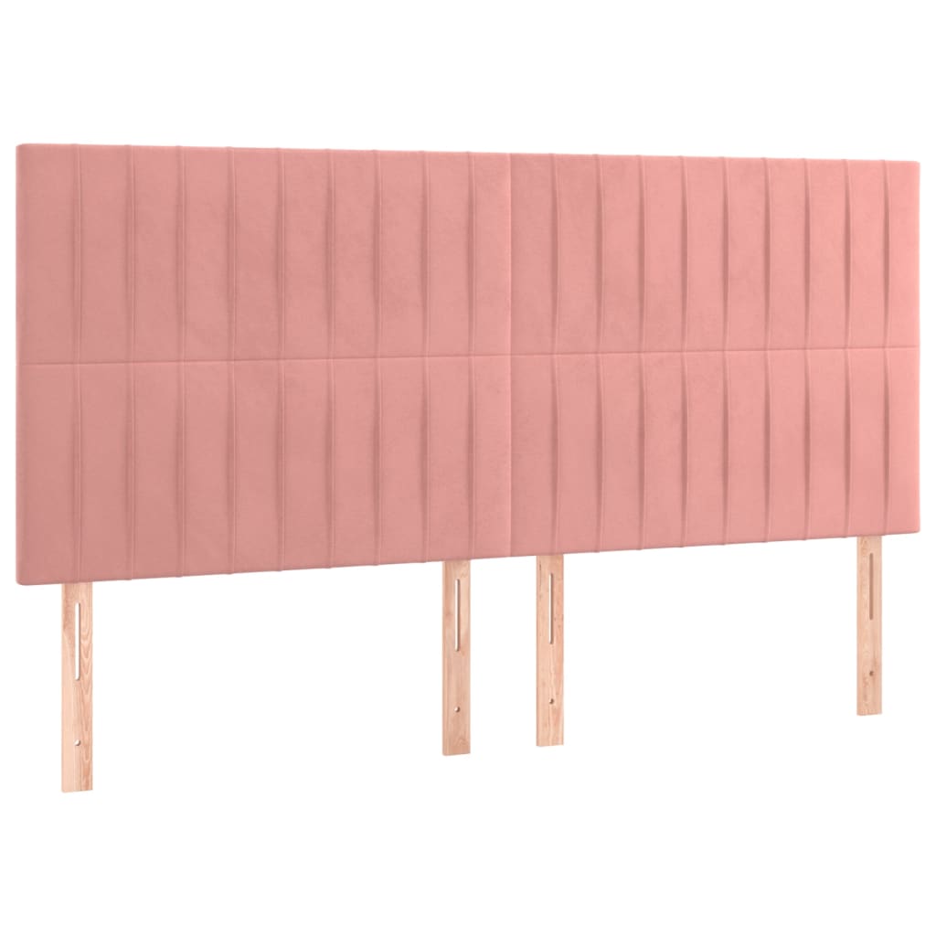 vidaXL Tăblii de pat, 4 buc, roz, 90x5x78/88 cm, catifea vidaXL Tăblii de pat, 4 buc, roz, 90x5x78/88 cm, catifea