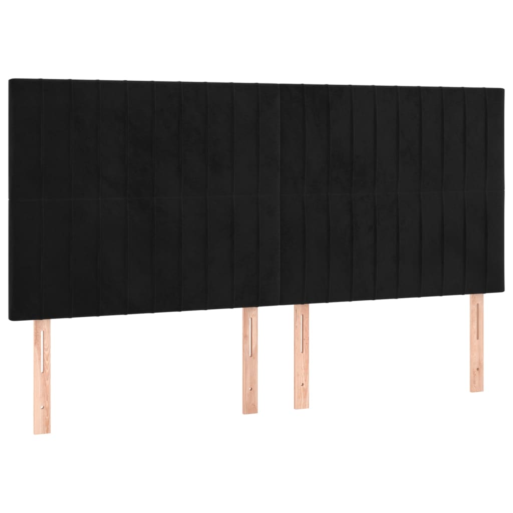 vidaXL Tăblii de pat, 4 buc, negru, 100x5x78/88 cm, catifea vidaXL Tăblii de pat, 4 buc, negru, 100x5x78/88 cm, catifea