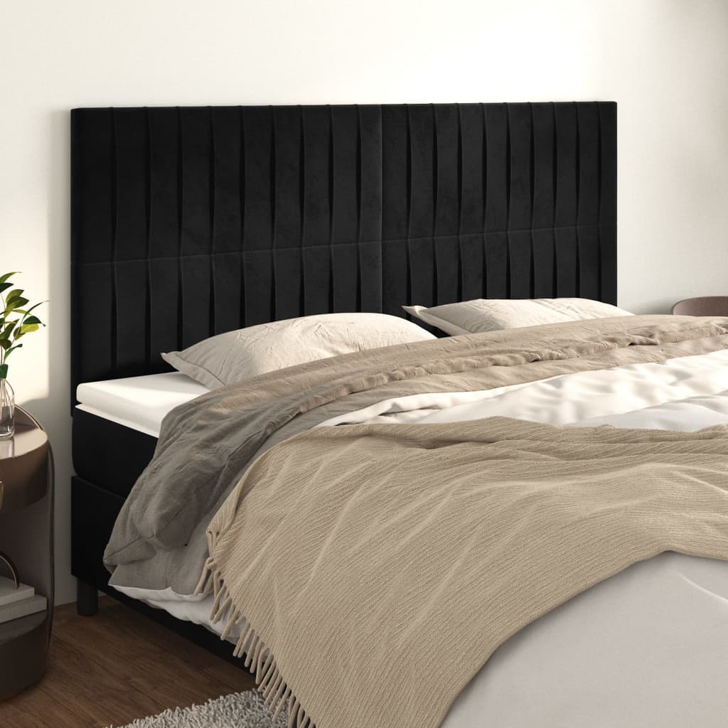 vidaXL Tăblii de pat, 4 buc, negru, 100x5x78/88 cm, catifea vidaXL Tăblii de pat, 4 buc, negru, 100x5x78/88 cm, catifea