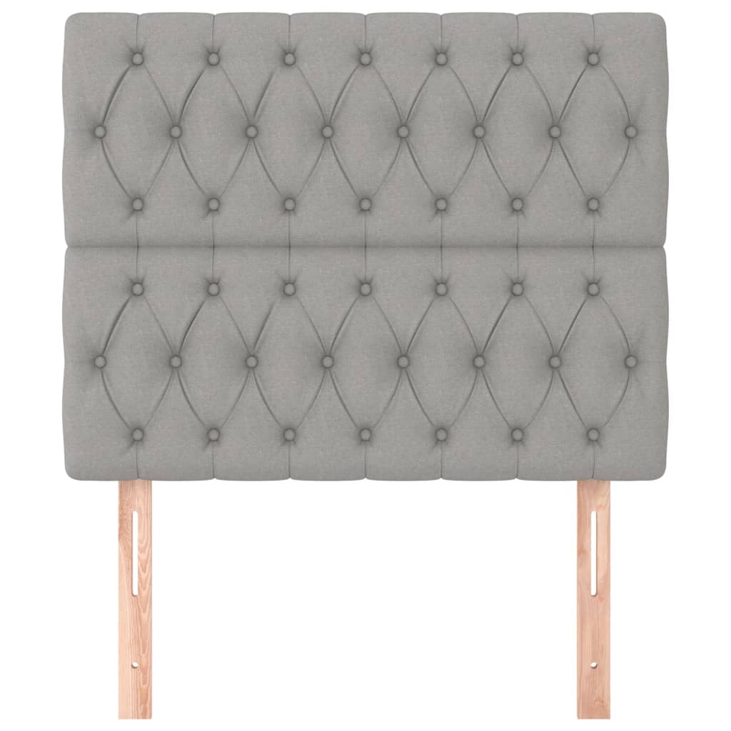 vidaXL Tăblii de pat, 2 buc, gri deschis, 90x7x78/88 cm, textil
