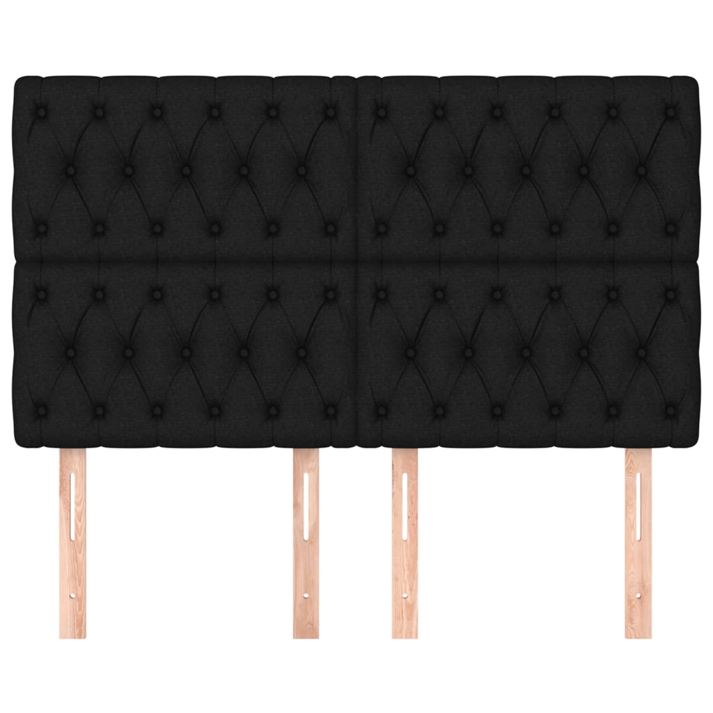vidaXL Tăblii de pat, 4 buc, negru, 72x7x78/88 cm, textil vidaXL Tăblii de pat, 4 buc, negru, 72x7x78/88 cm, textil