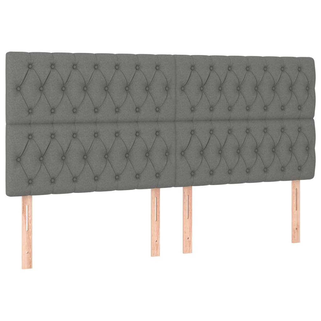 vidaXL Tăblii de pat, 4 buc, gri închis, 90x7x78/88 cm, textil vidaXL Tăblii de pat, 4 buc, gri închis, 90x7x78/88 cm, textil