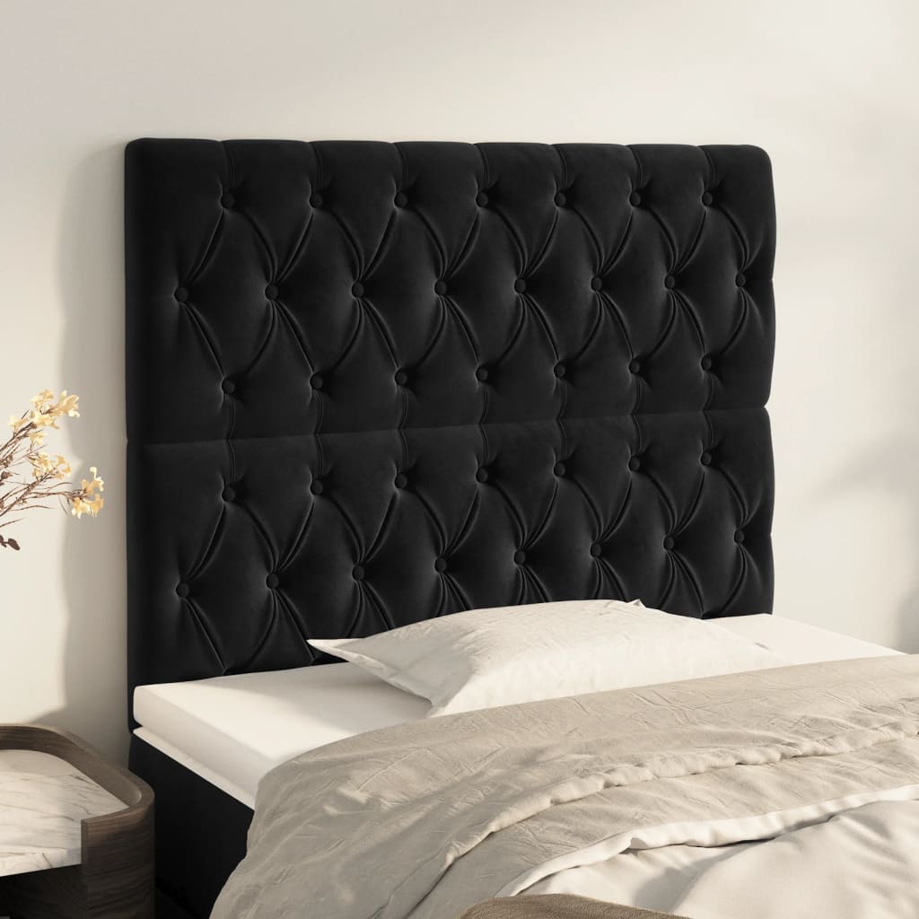 vidaXL Tăblii de pat, 2 buc, negru, 90x7x78/88 cm, catifea vidaXL Tăblii de pat, 2 buc, negru, 90x7x78/88 cm, catifea