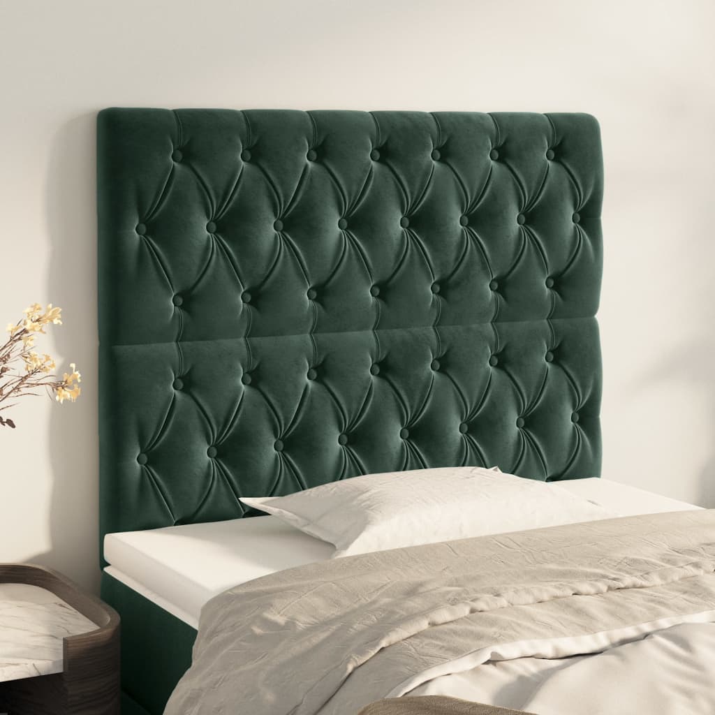vidaXL Tăblii de pat, 2 buc, verde închis, 90x7x78/88 cm, catifea vidaXL Tăblii de pat, 2 buc, verde închis, 90x7x78/88 cm, catifea