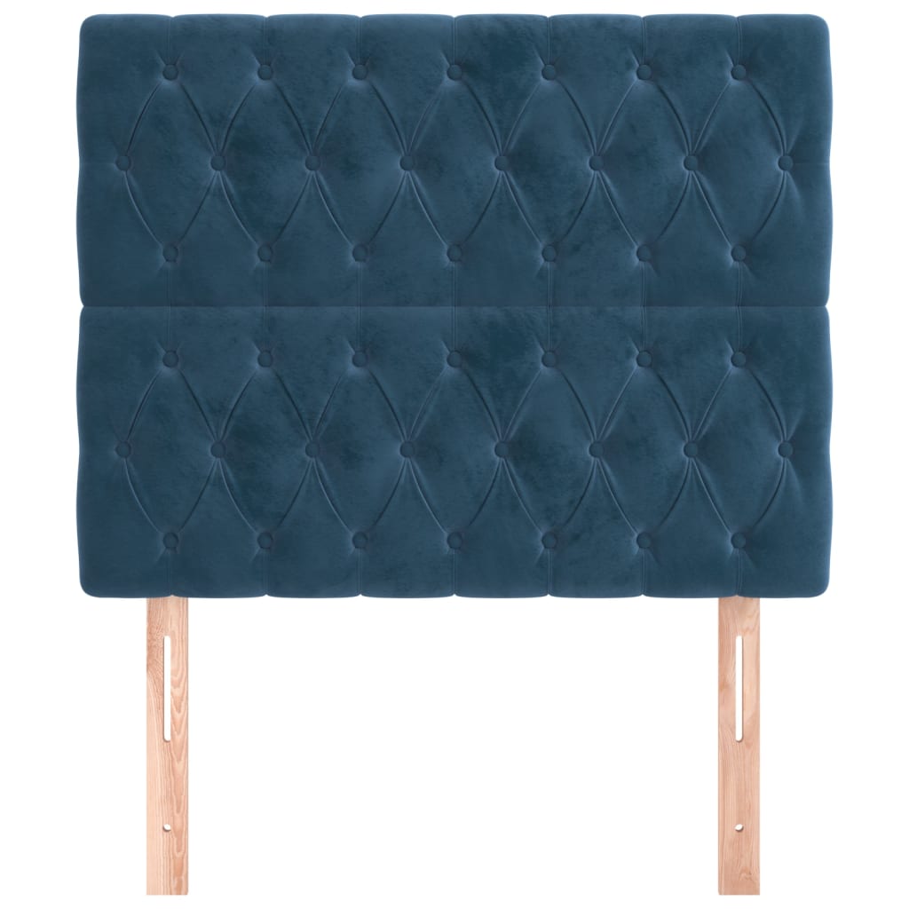 vidaXL Tăblii de pat, 2 buc, albastru închis, 90x7x78/88 cm, catifea vidaXL Tăblii de pat, 2 buc, albastru închis, 90x7x78/88 cm, catifea