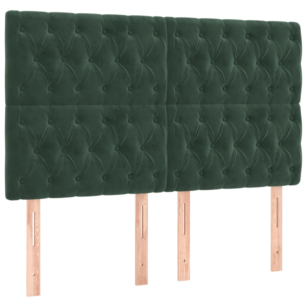 vidaXL Tăblii de pat, 4 buc, verde închis, 72x7x78/88 cm, catifea vidaXL Tăblii de pat, 4 buc, verde închis, 72x7x78/88 cm, catifea