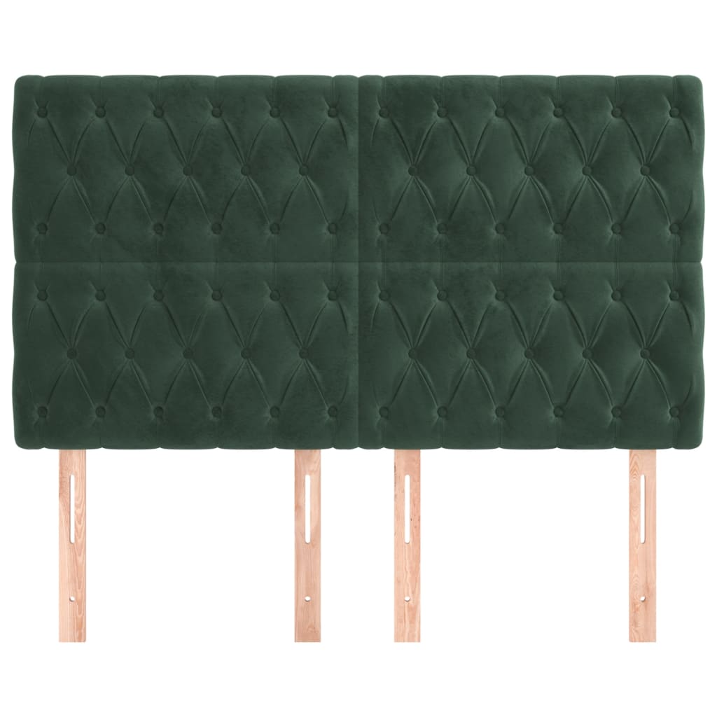 vidaXL Tăblii de pat, 4 buc, verde închis, 72x7x78/88 cm, catifea vidaXL Tăblii de pat, 4 buc, verde închis, 72x7x78/88 cm, catifea