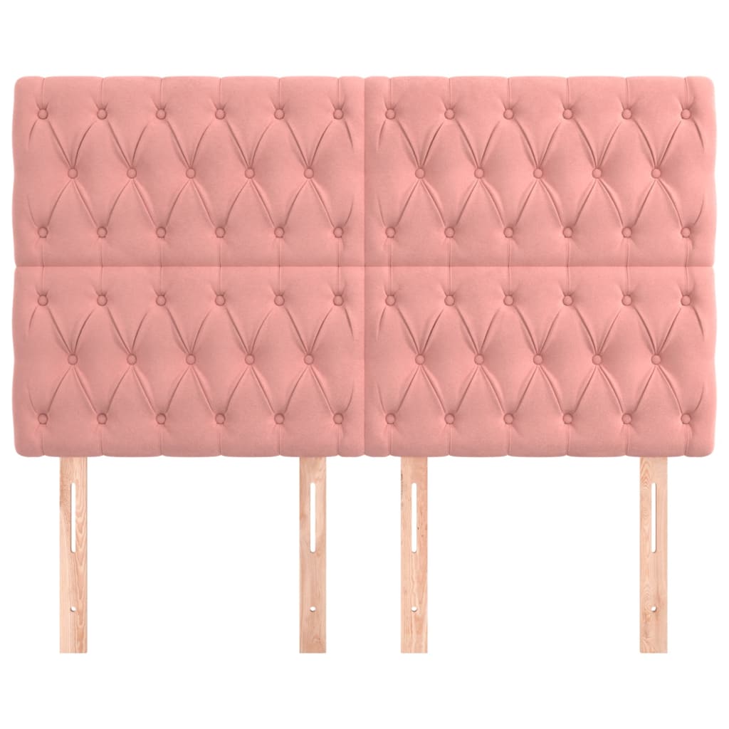 vidaXL Tăblii de pat, 4 buc, roz, 72x7x78/88 cm, catifea vidaXL Tăblii de pat, 4 buc, roz, 72x7x78/88 cm, catifea